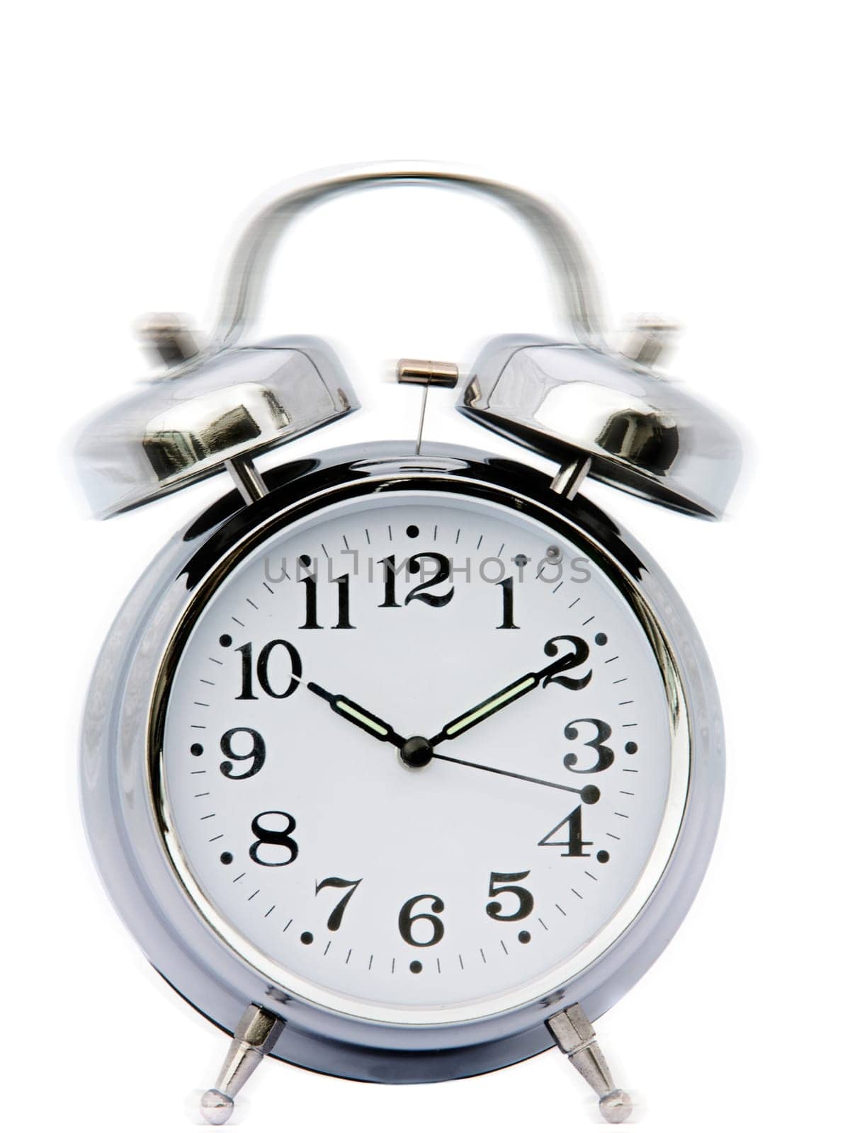 Clock ringing - a over white background