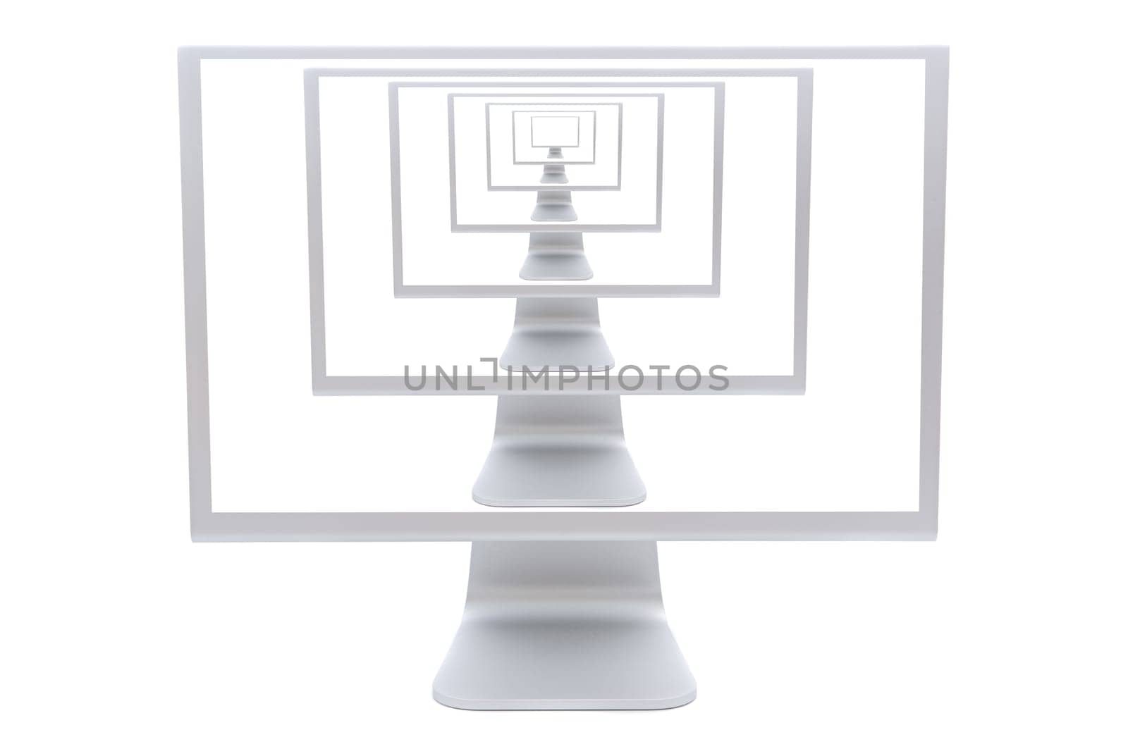 computer monitor in white over a white background