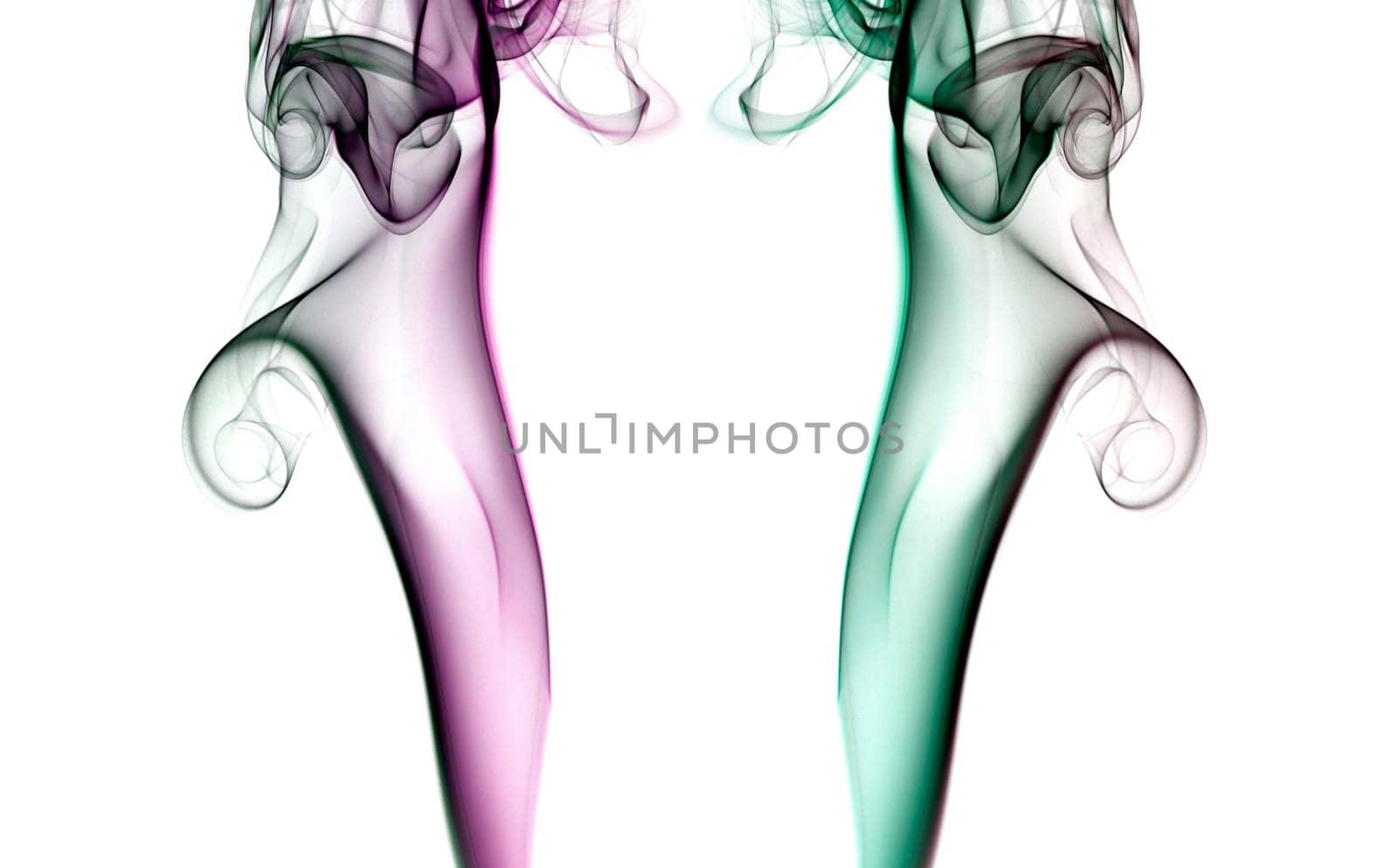 Abstract smoke shapes over a white background