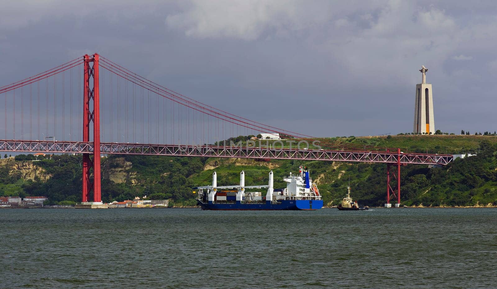 The famous Ponte 25 de Abril bridge from Lisbon