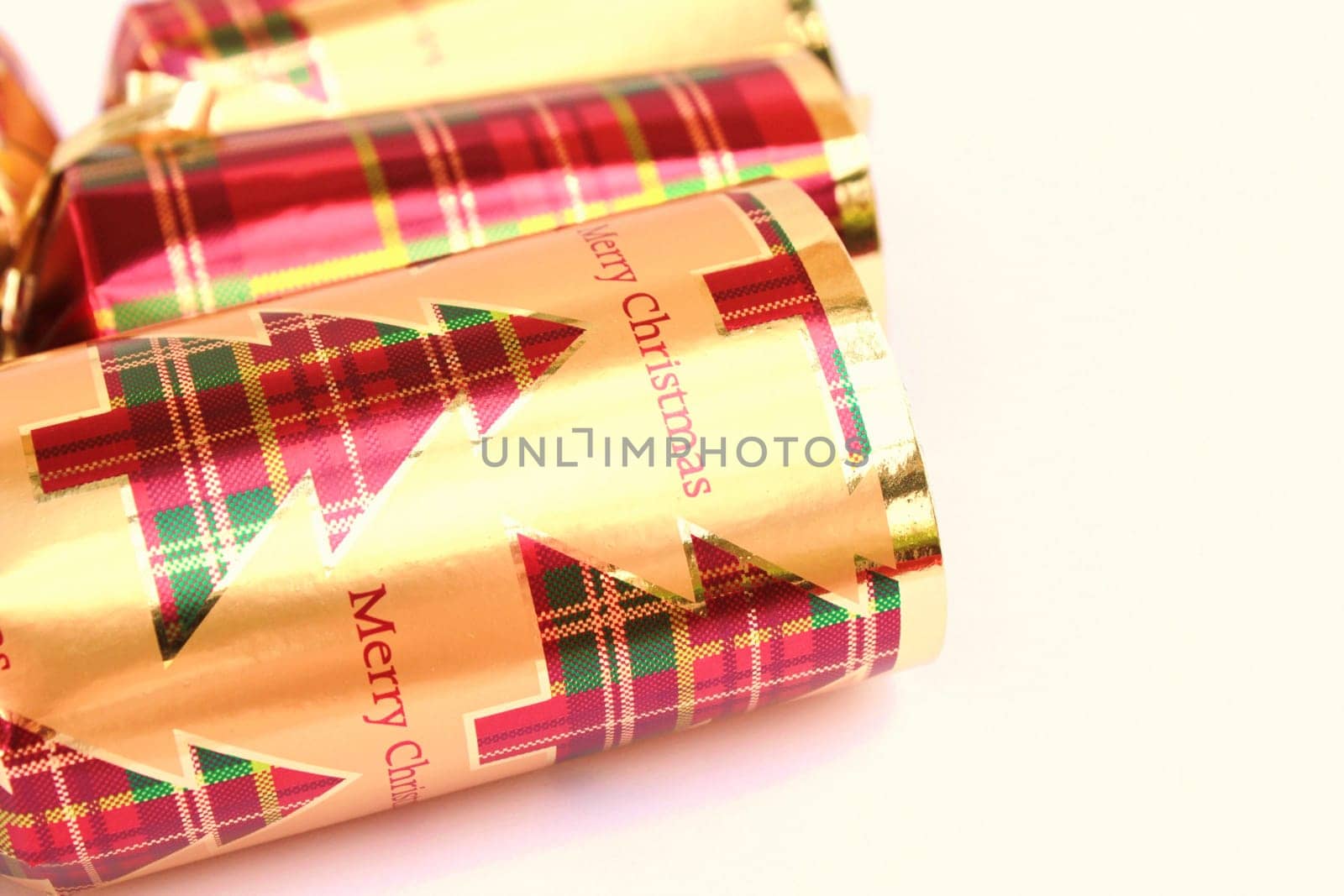 Festive christmas crackers close up