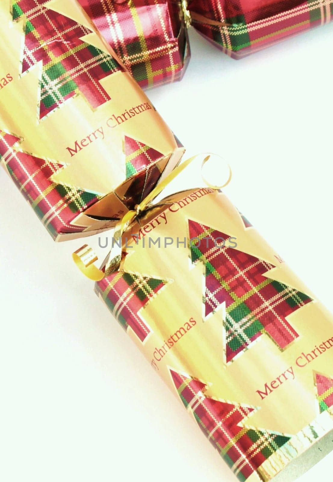 Close up festive Christmas crackers
