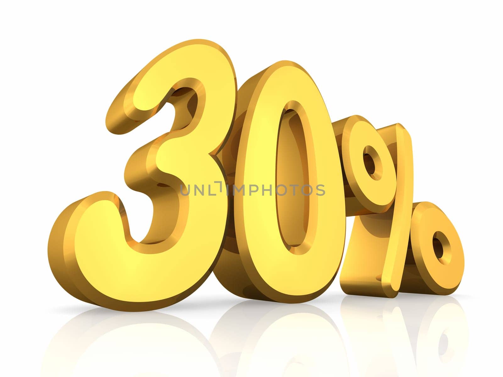 Gold thirty percent, isolated on white background. 30%