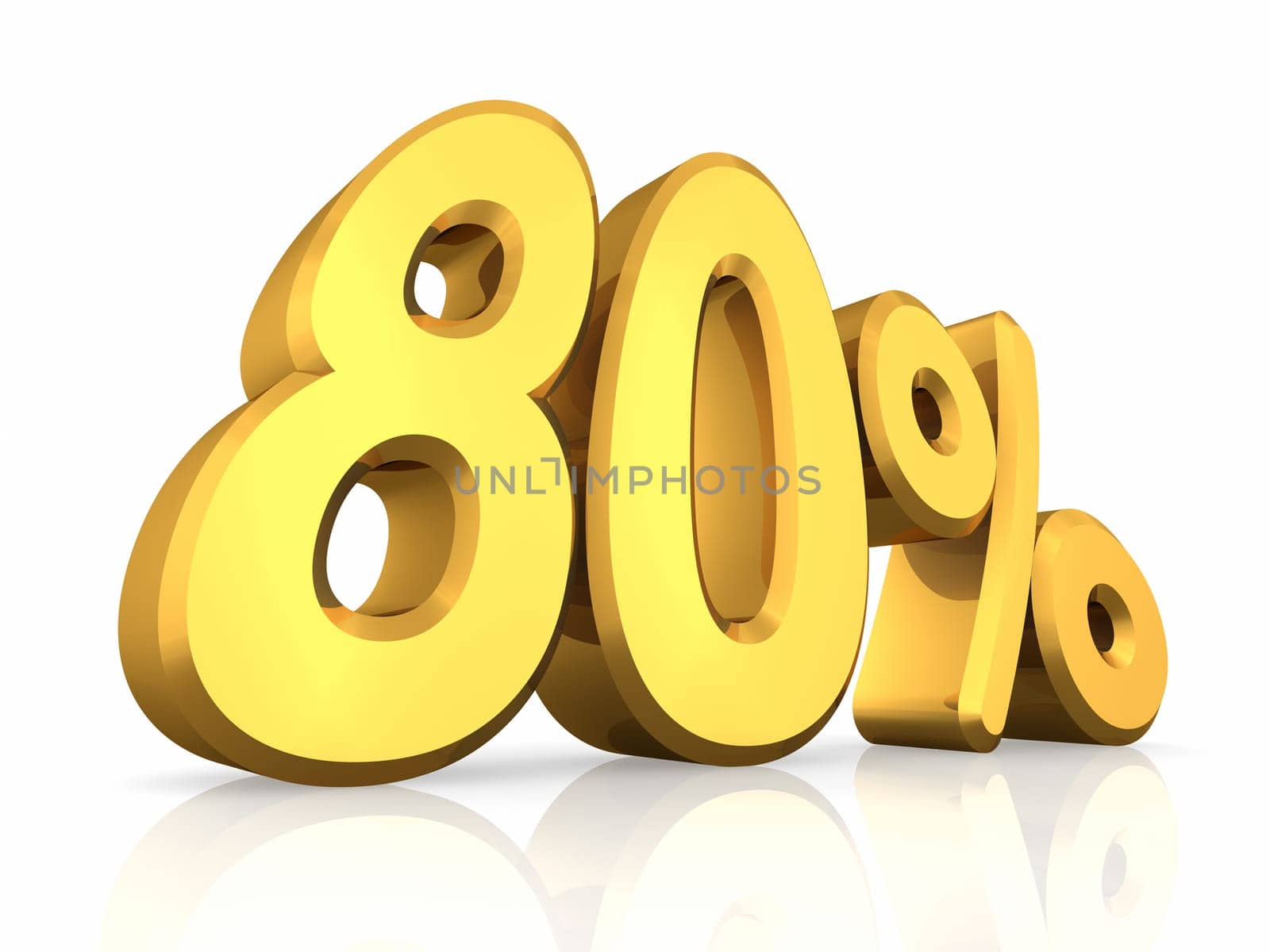 Gold eighty percent, isolated on white background. 80%