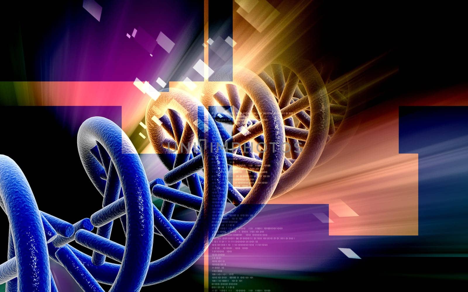 Digital illustration DNA structure in colour background
