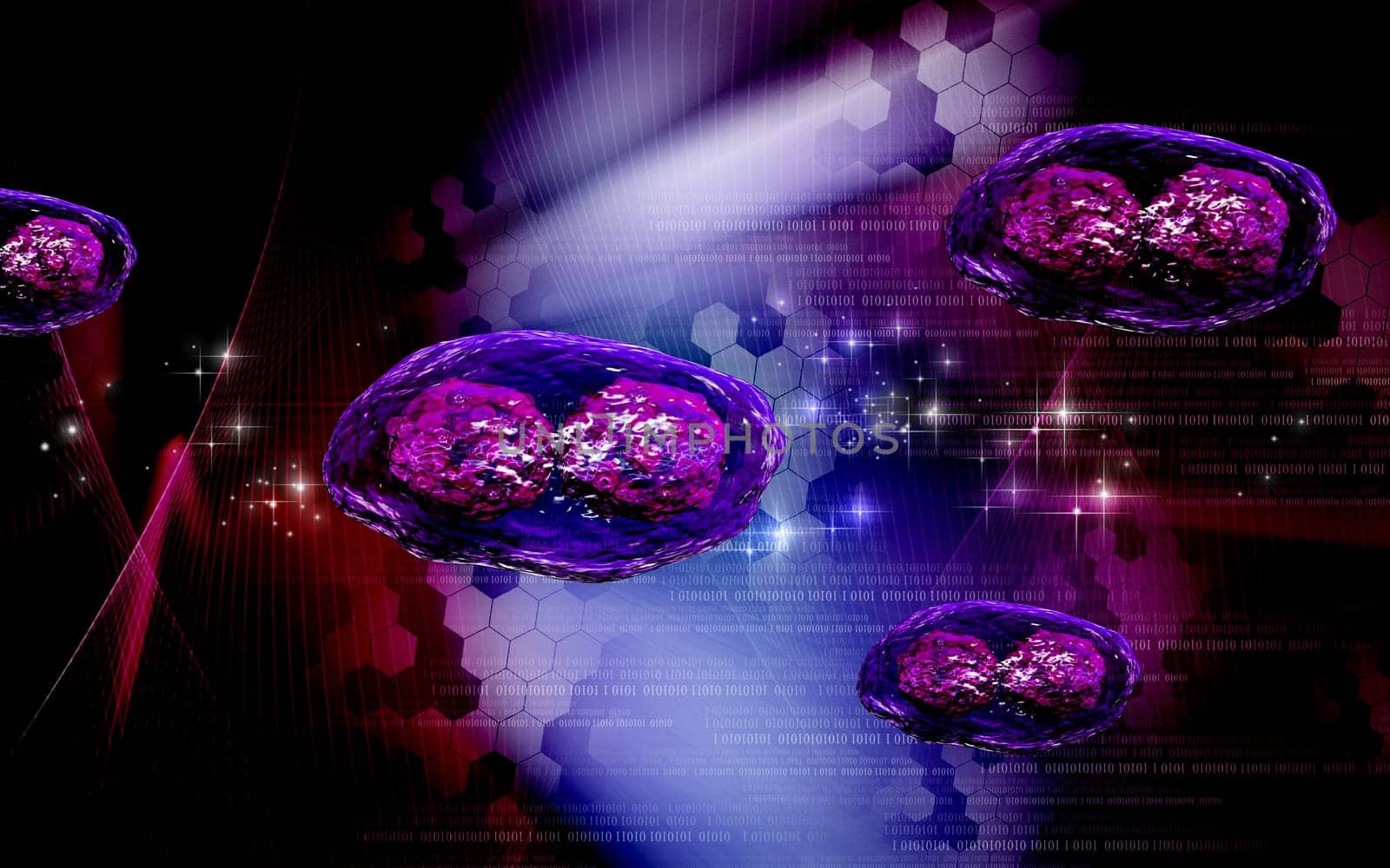 Digital illustration of pox virus in colour background
