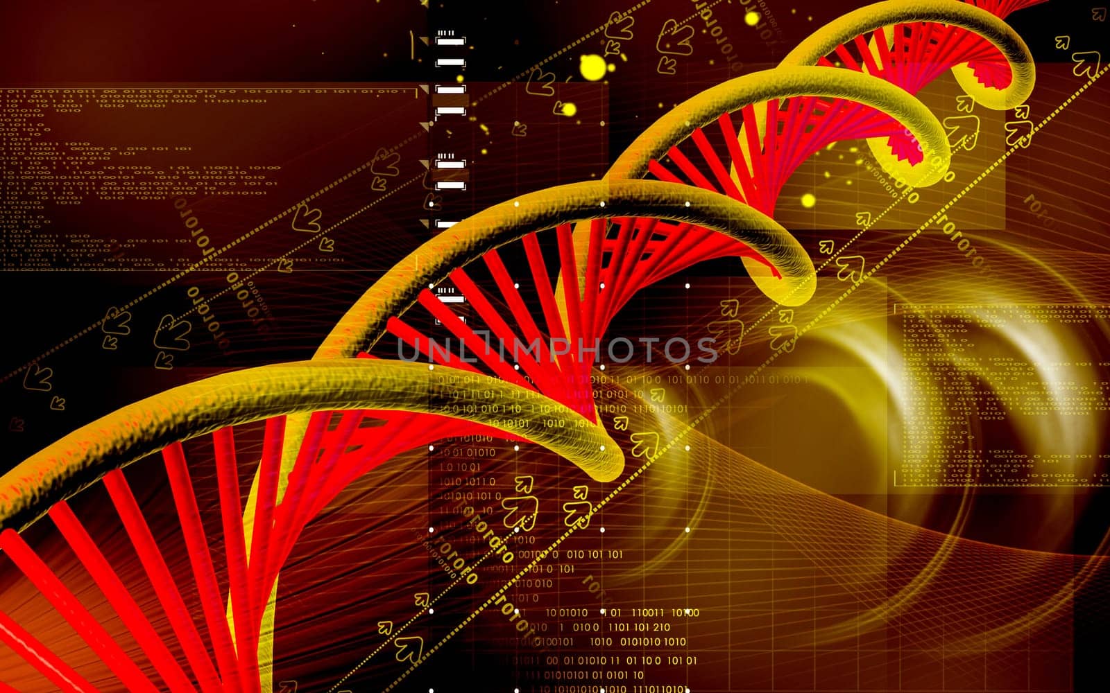 Digital illustration DNA structure in colour background
