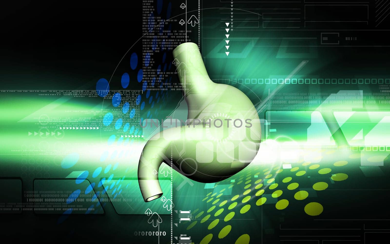 Digital illustration of stomach in colour background