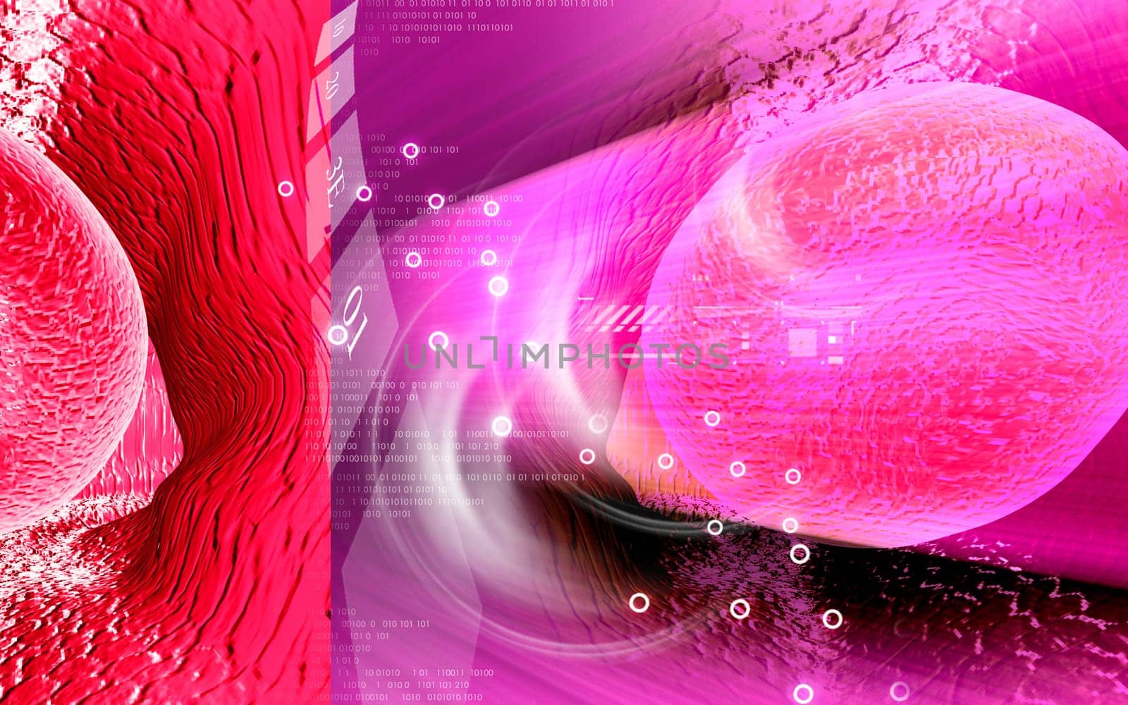 Digital illustration of blood cell in colour background