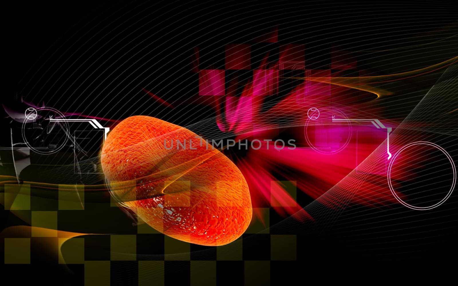 Digital illustration of blood cell in colour background