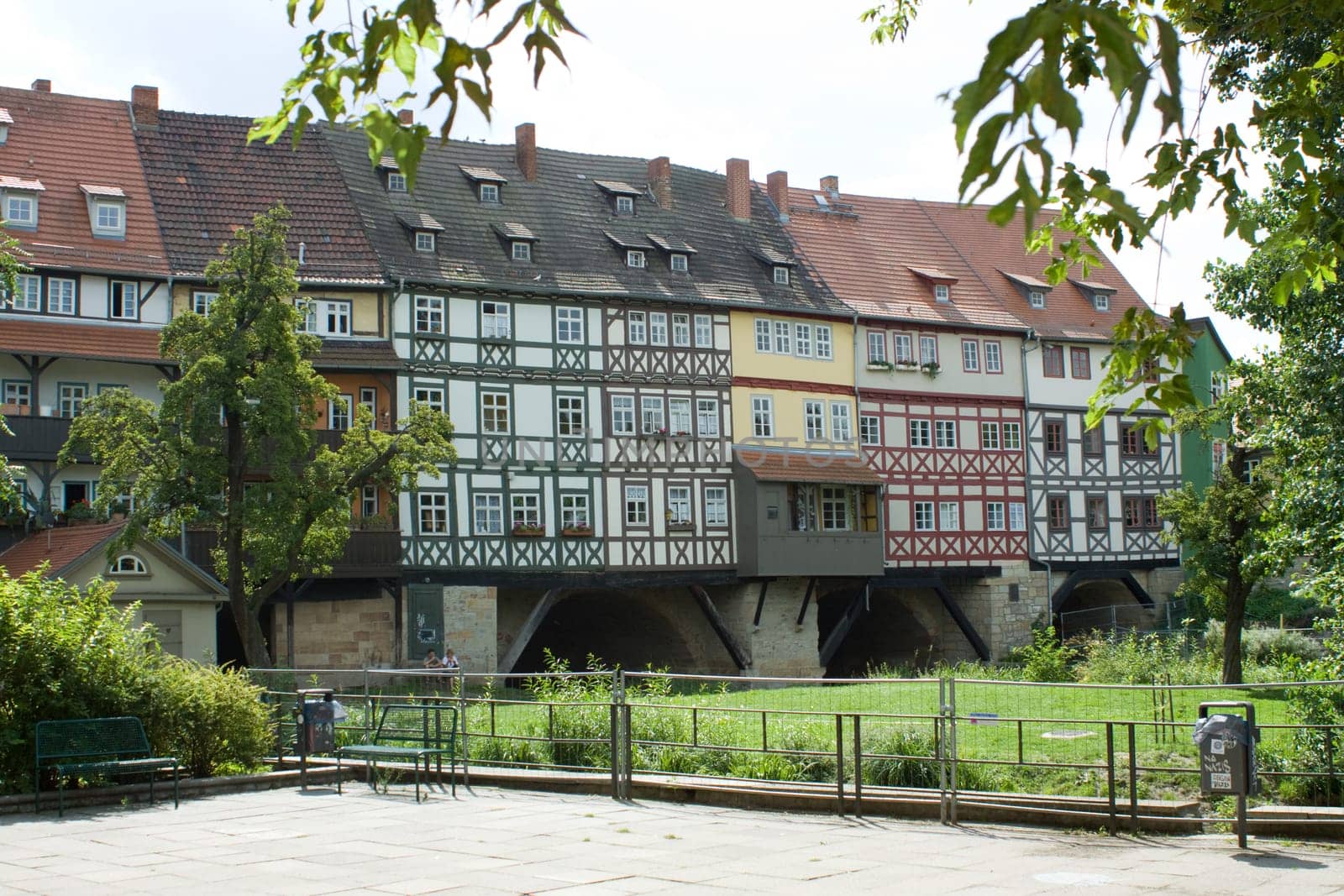 View from Horngasse to the Krämerbrücke in Erfurt