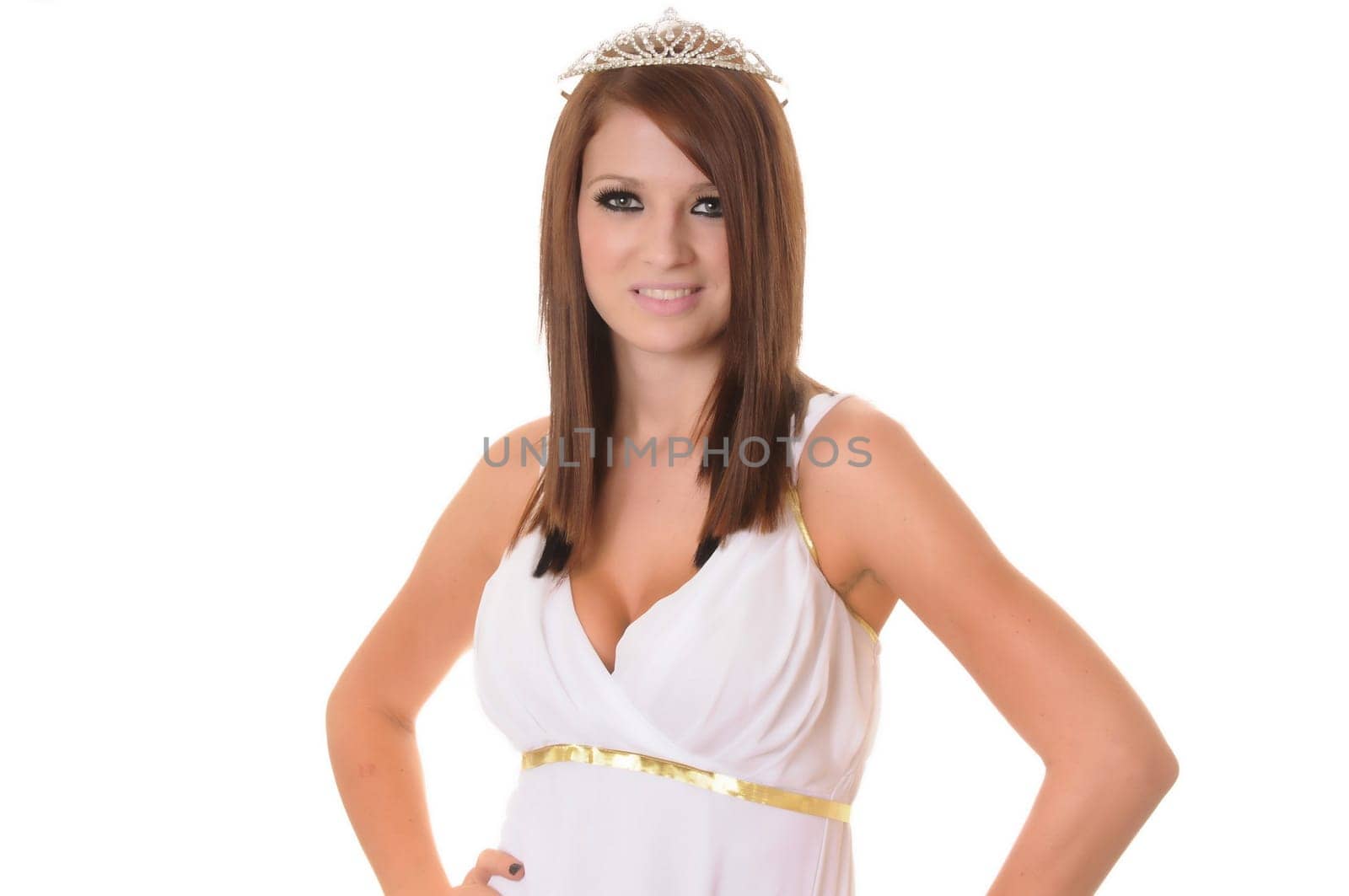 Isolated lovely and sexy young brunette dancing girl