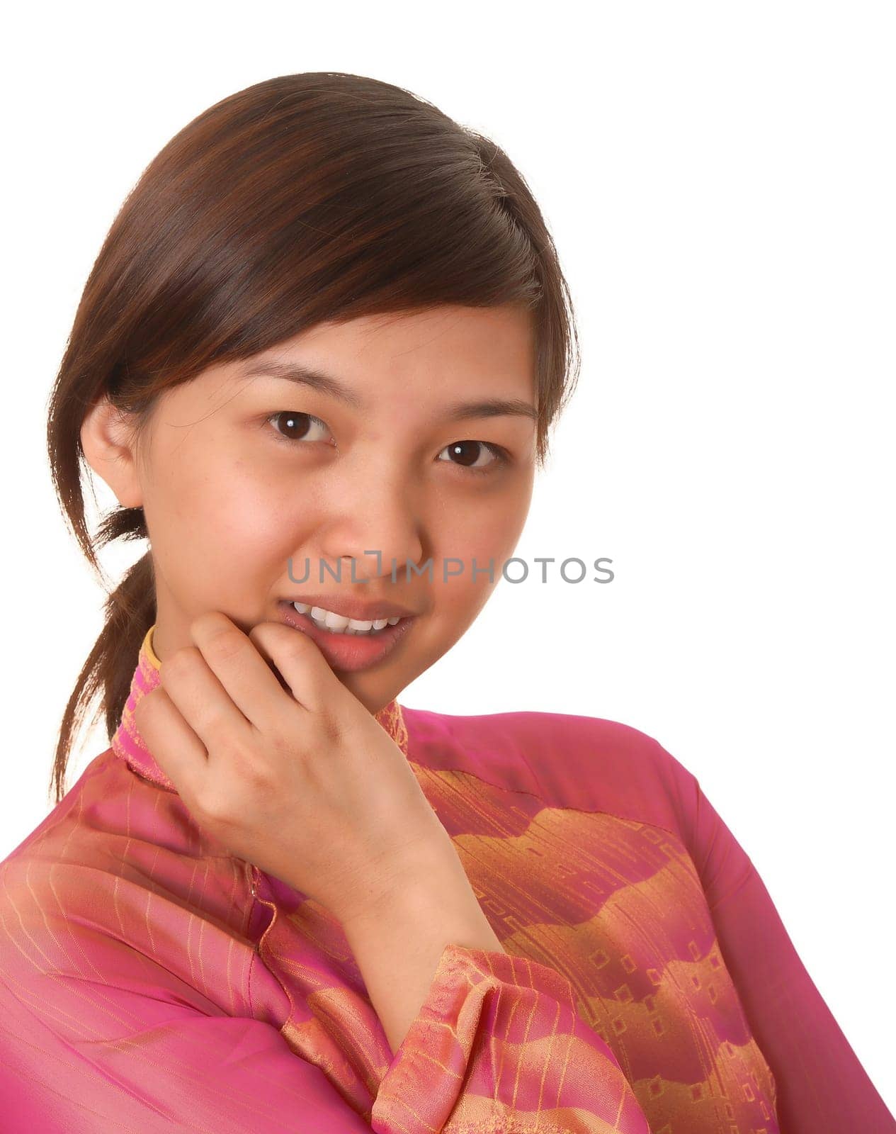 Isolated lovely and sexy young Asian girl