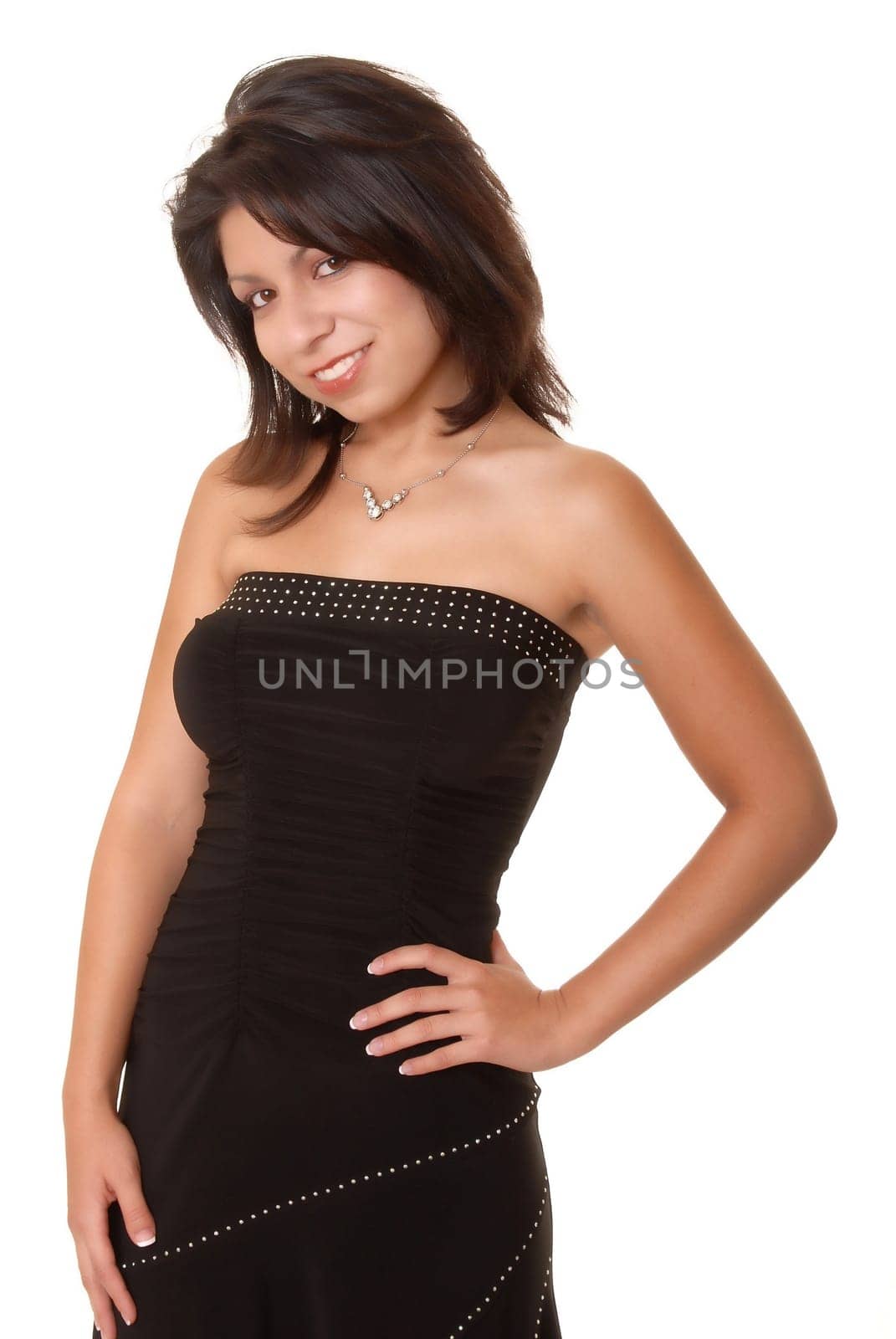 Lovely latina girl isolated over white background