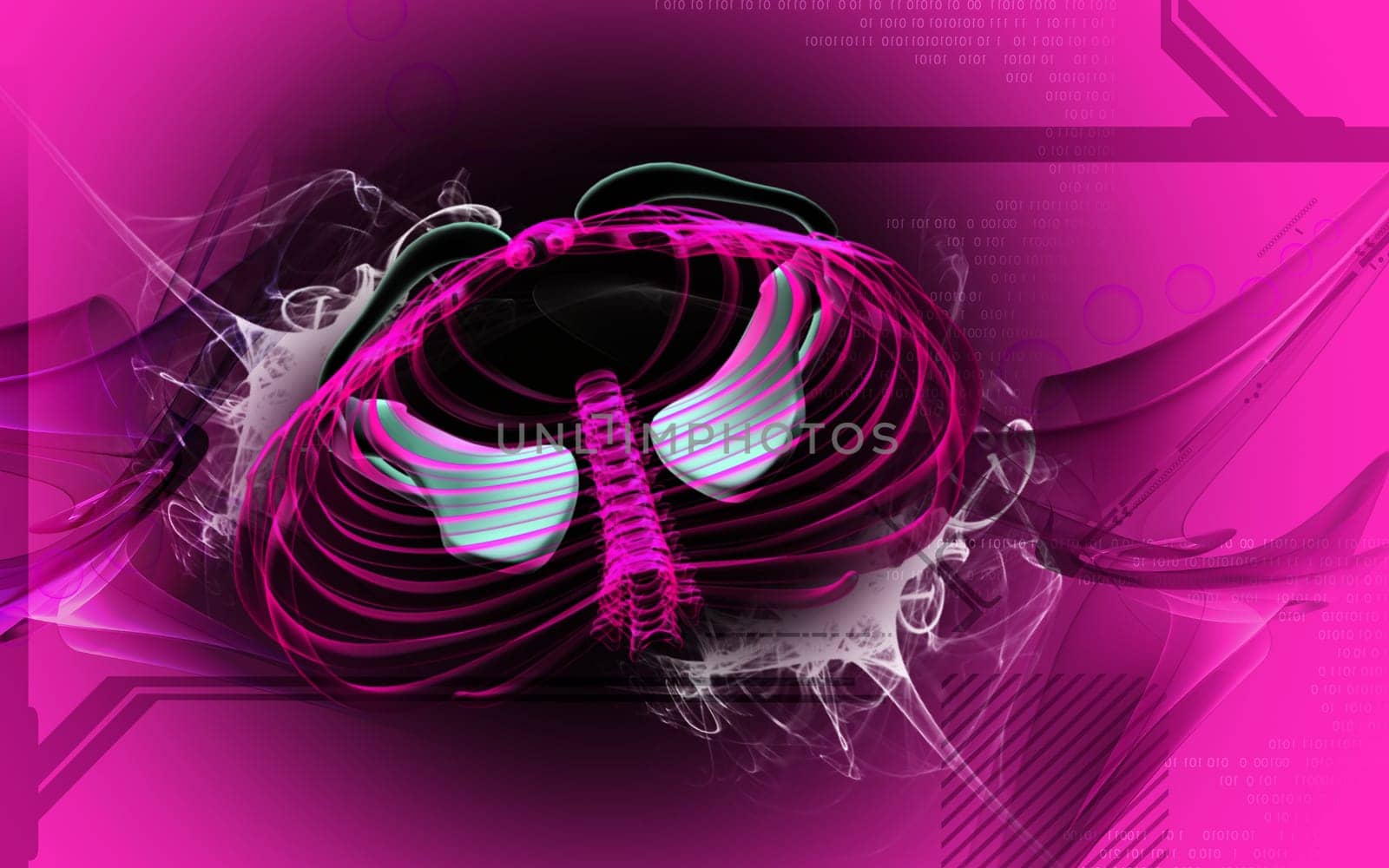 Digital illustration of collar bone in colour background