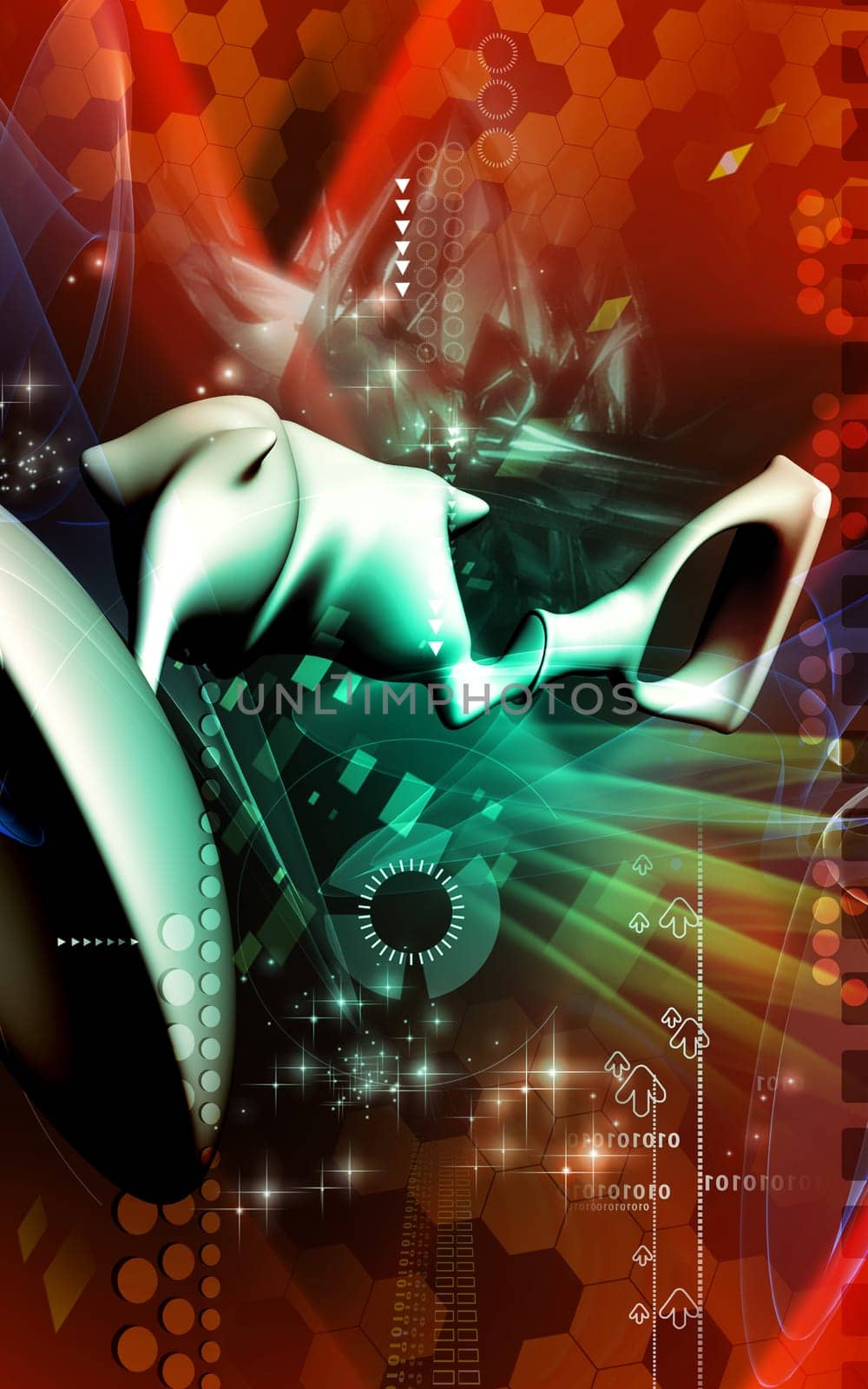 Digital illustration of ear in colour background