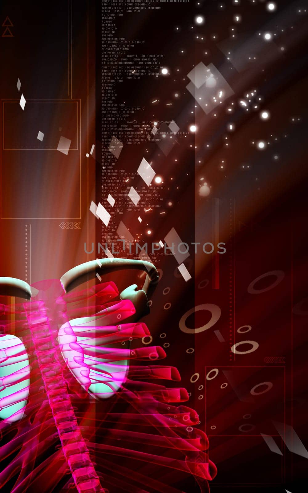 Digital illustration of collar bone in colour background