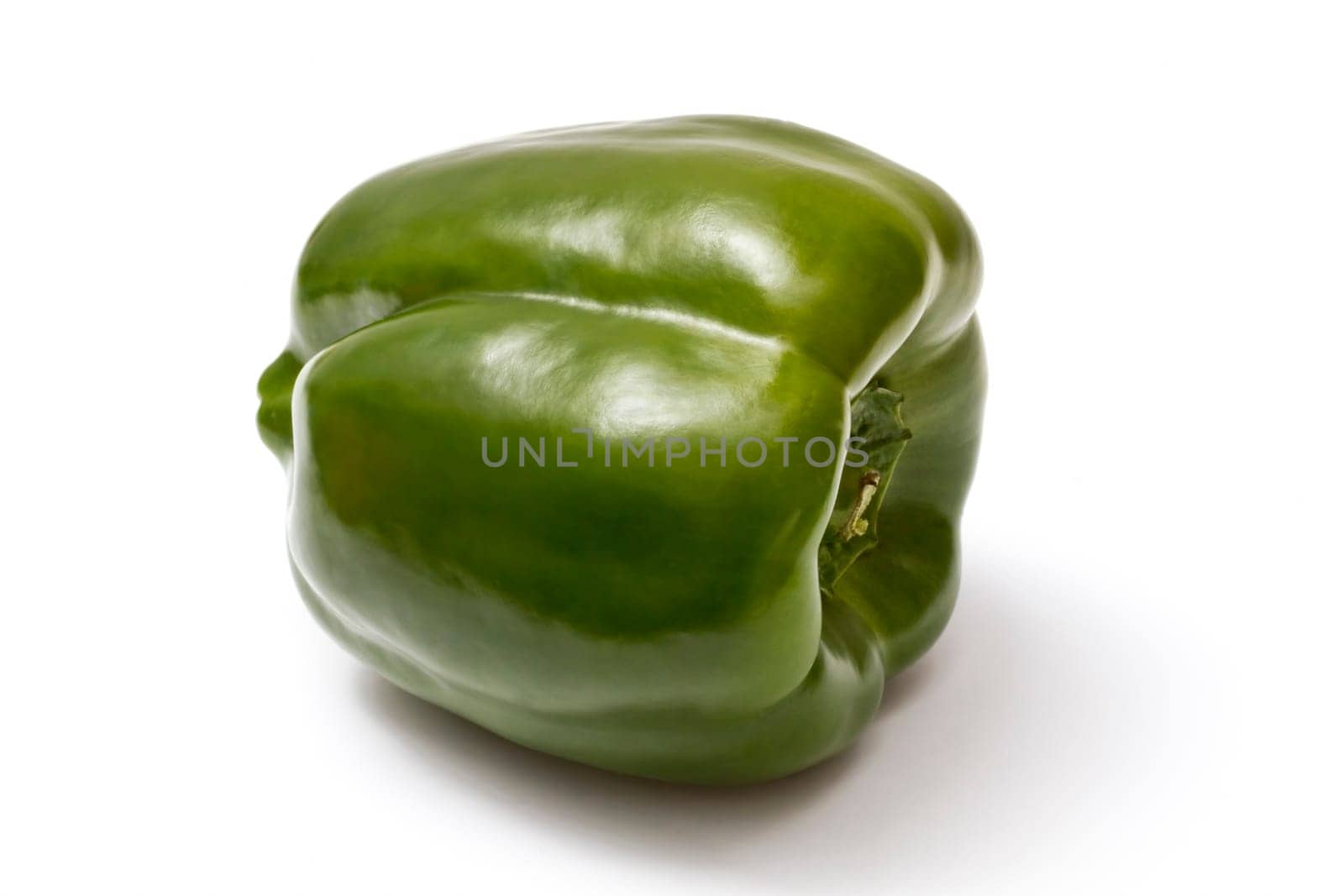 Green pepper closeup on white background
