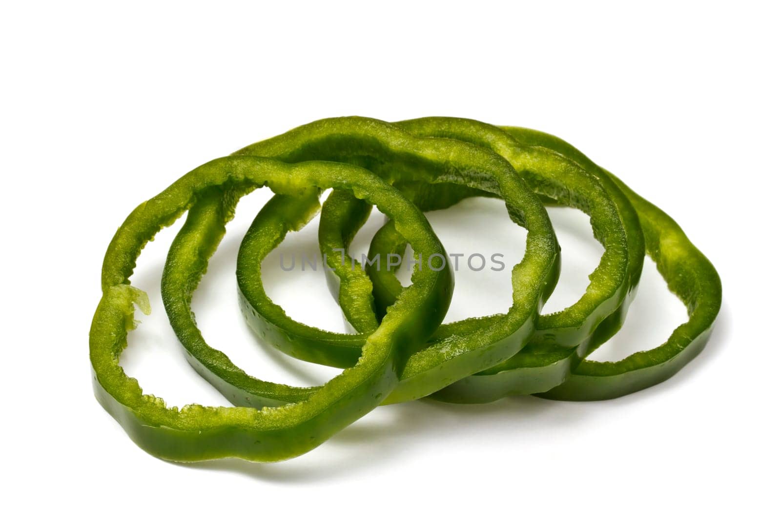 Green pepper closeup on white background