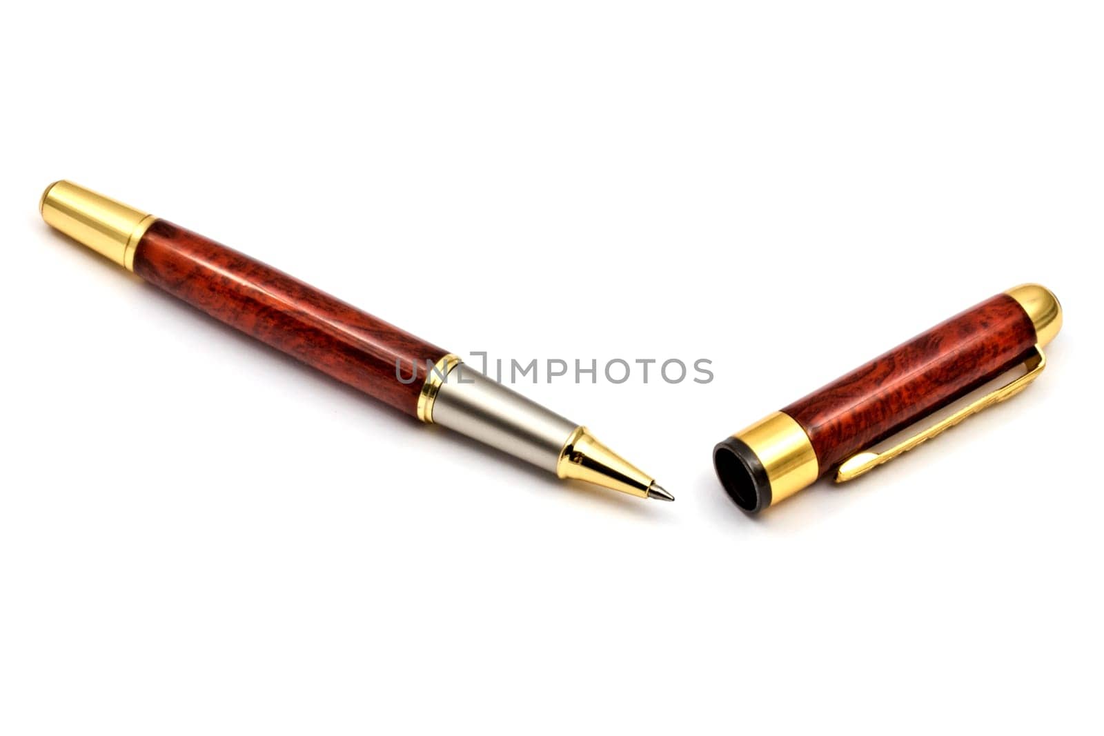 Colorful ball point pens isolated on white background