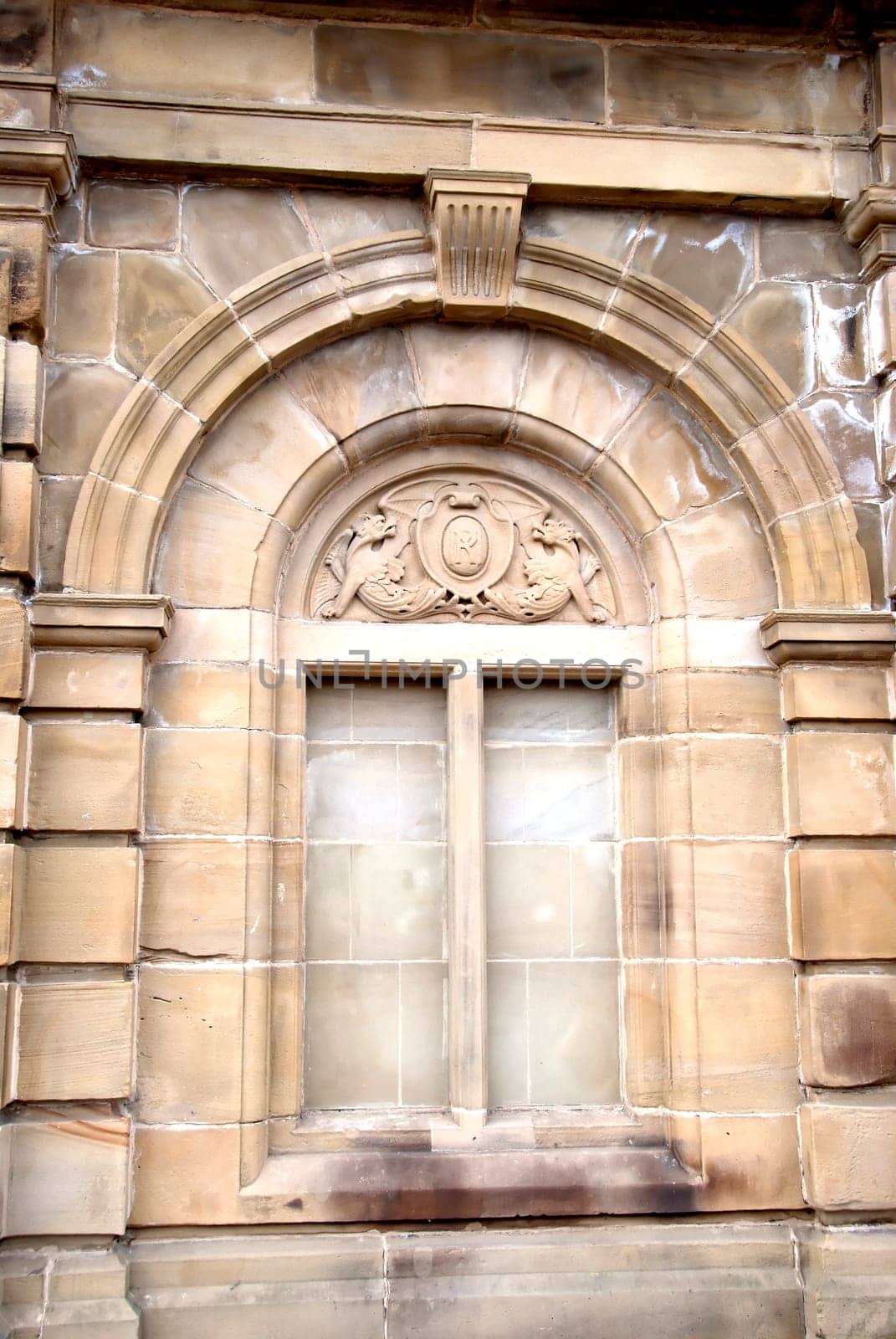 Architectural Detail of a Victorian Railway Logo on a hotel in Bradford Yorkshire
