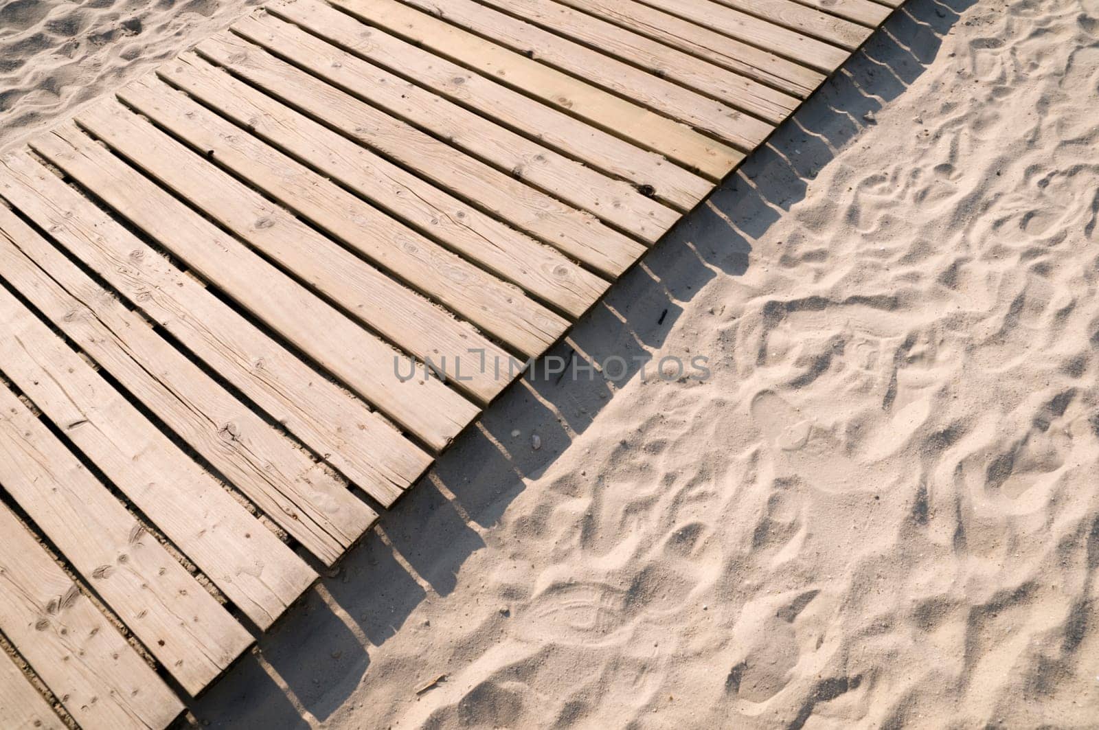 wooden catwalk on the Norssee beach in Bensersiel / East Frisia