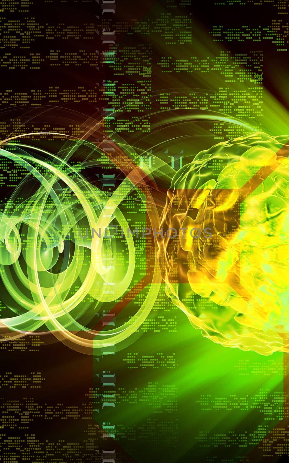 Digital illustration of polio virus in colour background