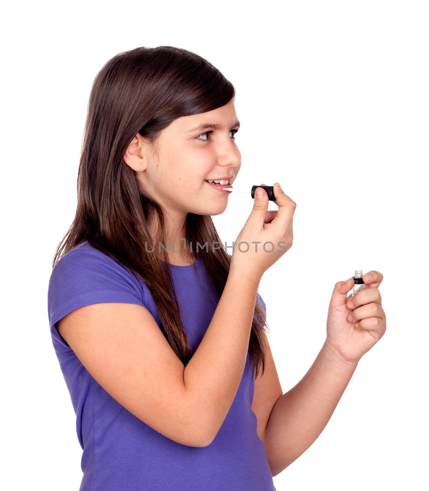 Beautiful girl makeup isolated on white background
