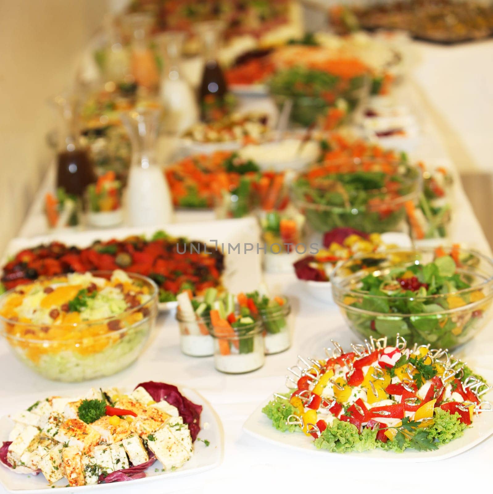 delicious buffet with various dishes - square