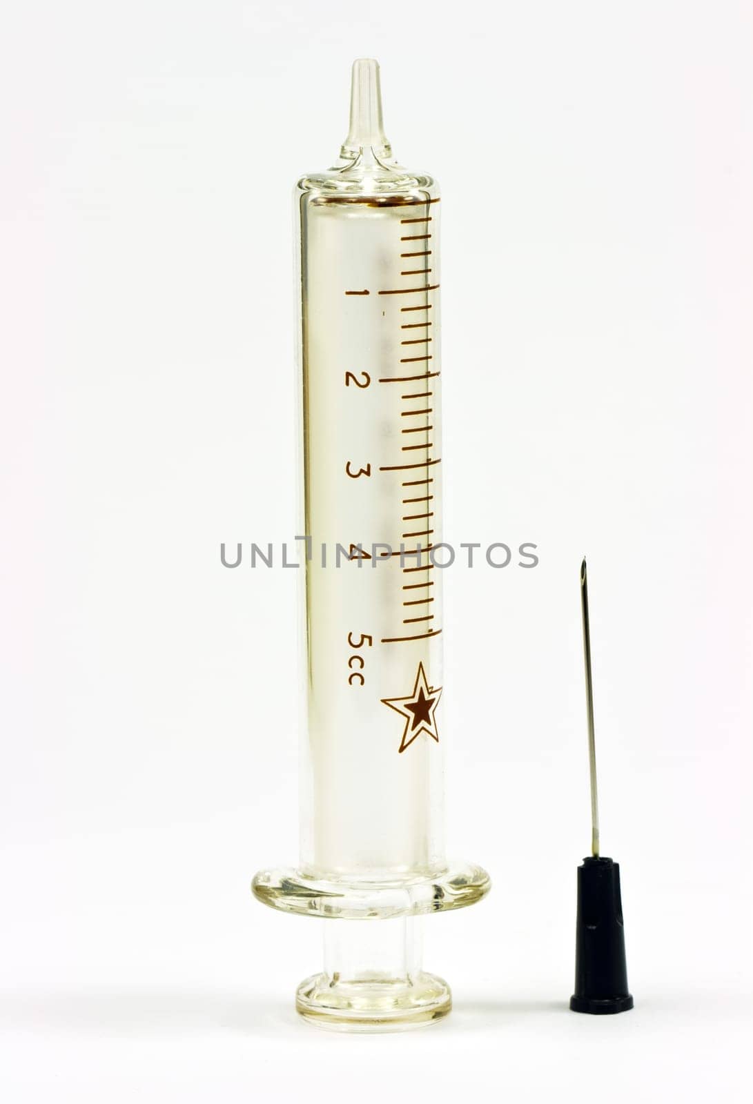 hypodermic syringe Of the old glass