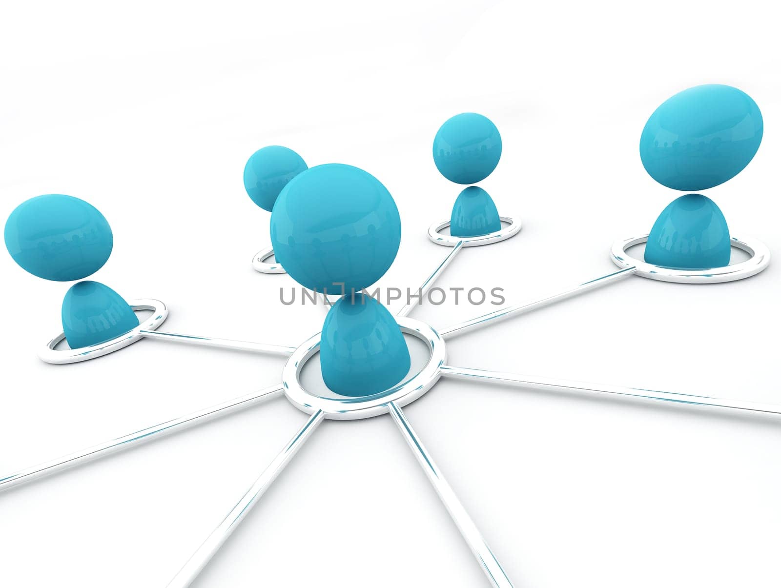 3d image of virtual men on network connection