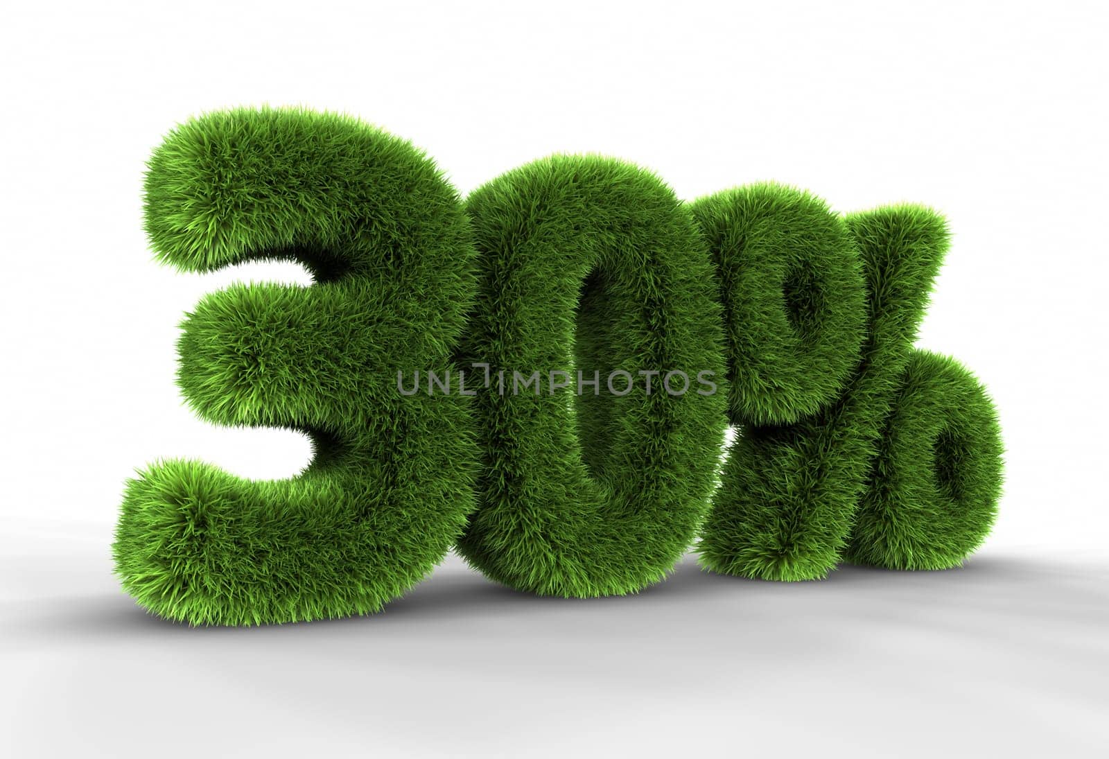 Grass thirty percent, isolated on white background. 30%