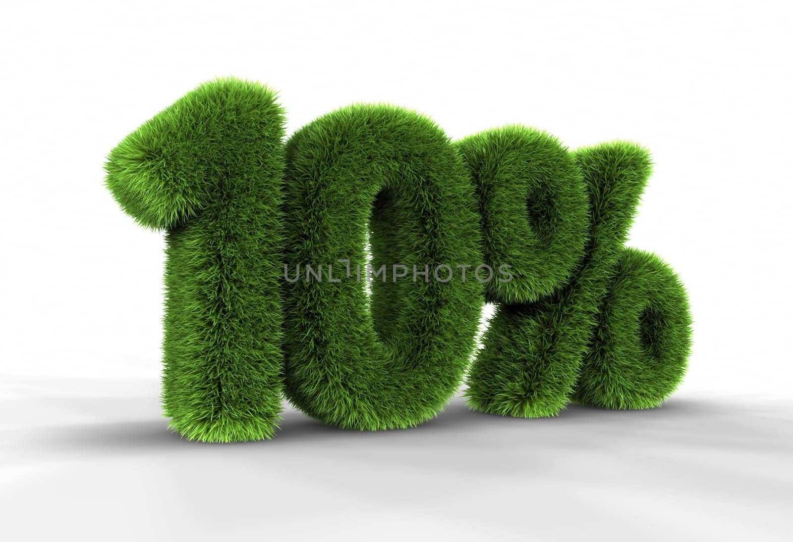 Grass ten percent, isolated on white background. 10%