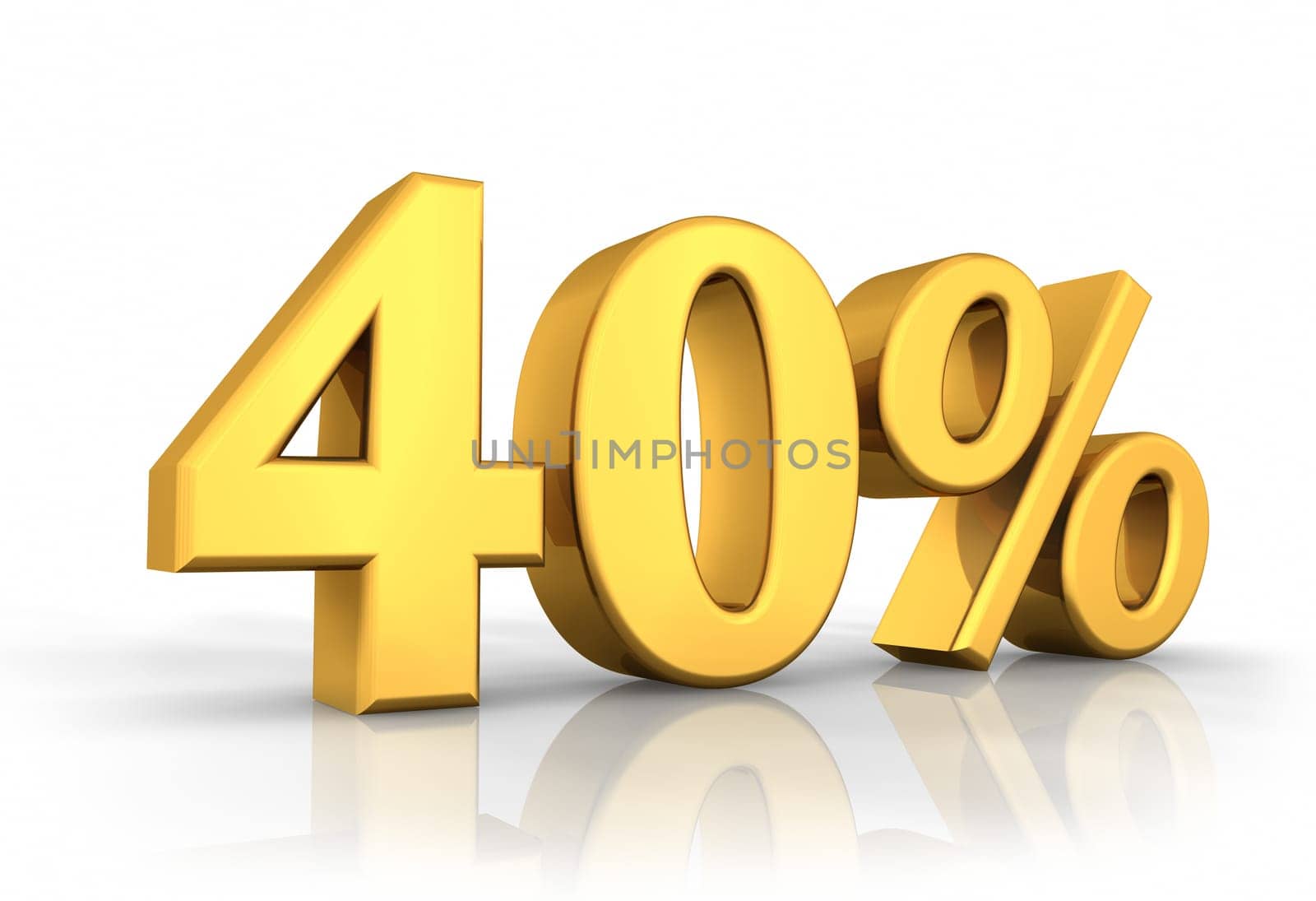 Gold forty percent, isolated on white background. 40%
