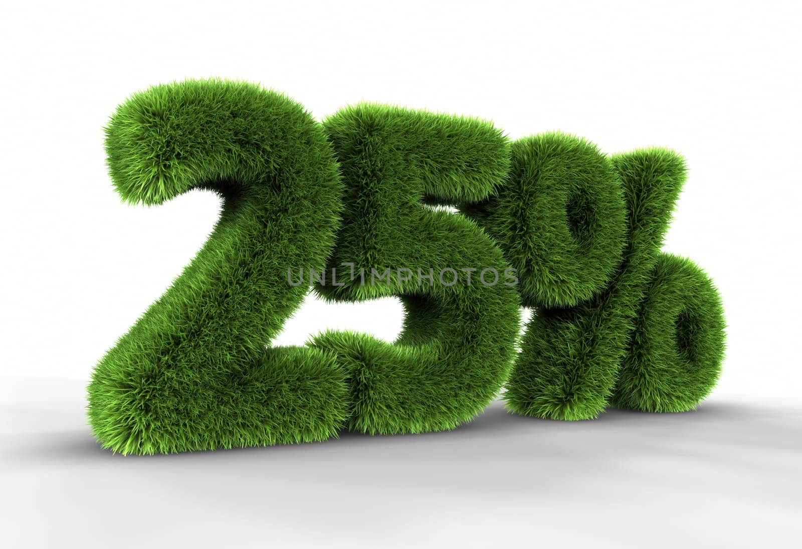 Grass twenty five percent, isolated on white background. 25%