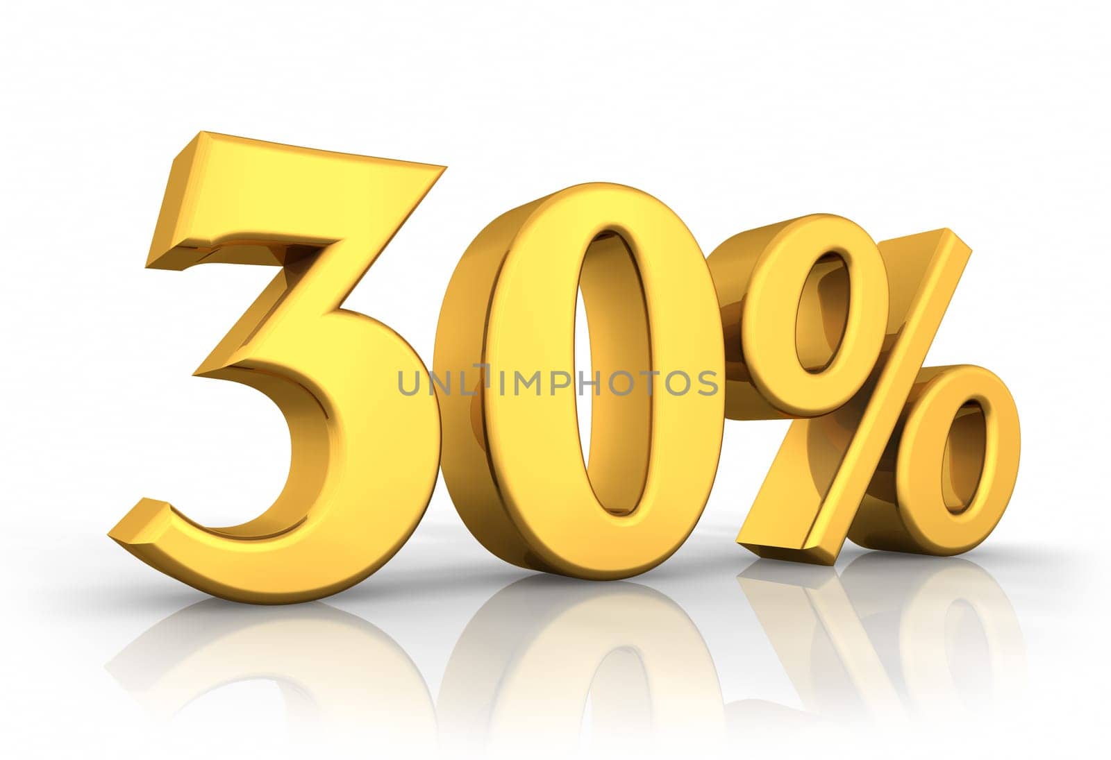 Gold thirty percent, isolated on white background. 30%