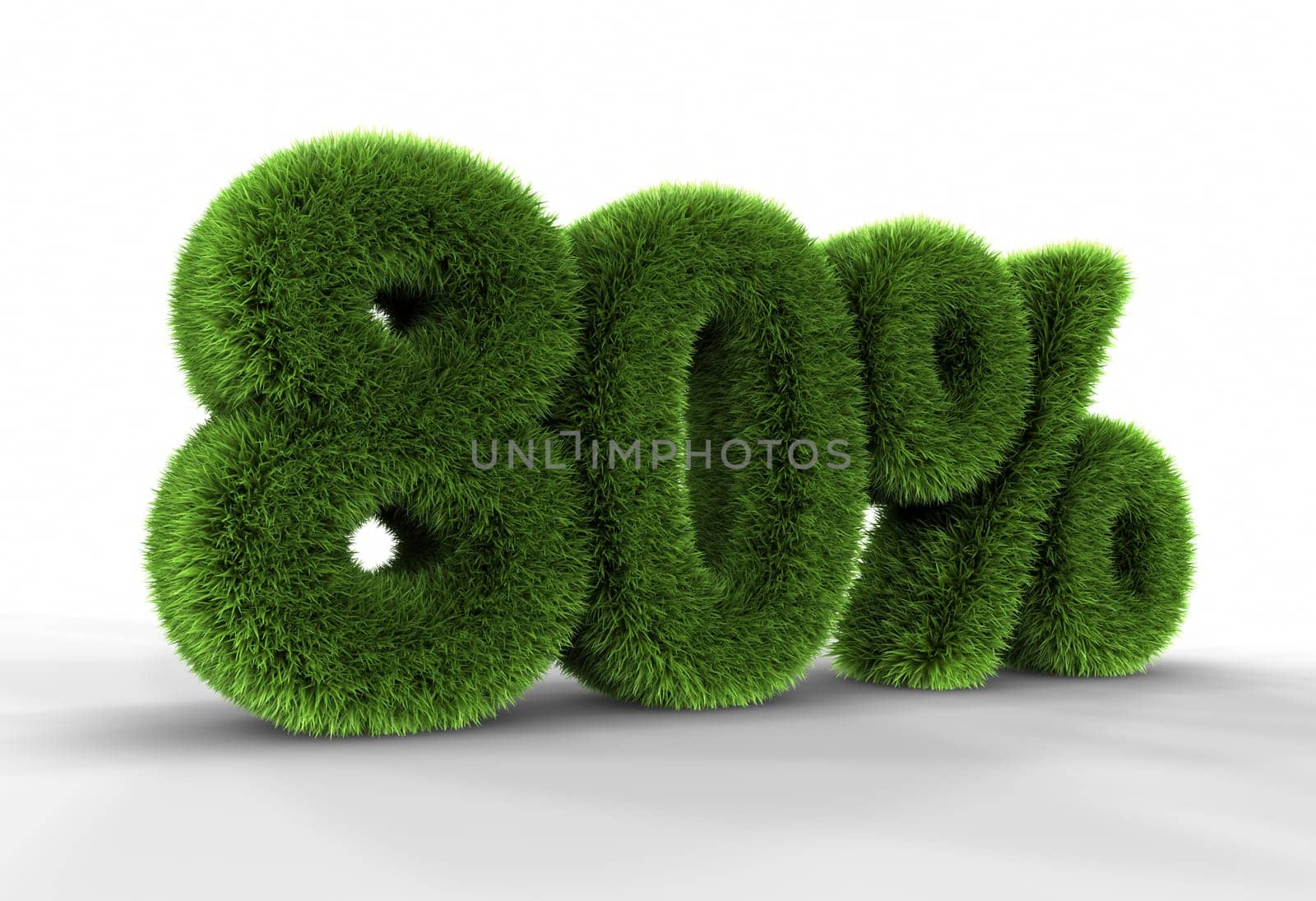 Grass eighty percent, isolated on white background. 80%