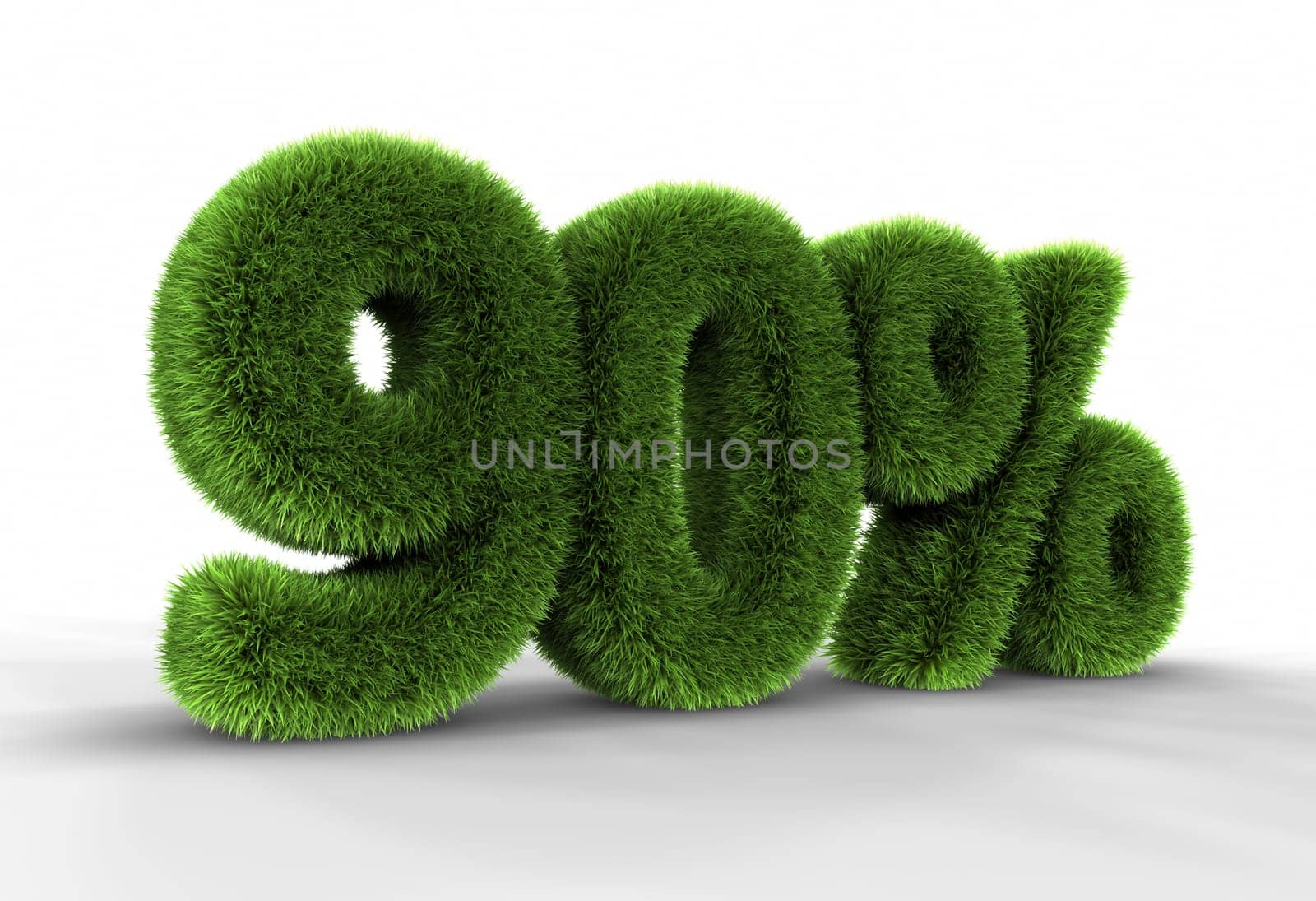 Grass ninety percent, isolated on white background. 90%