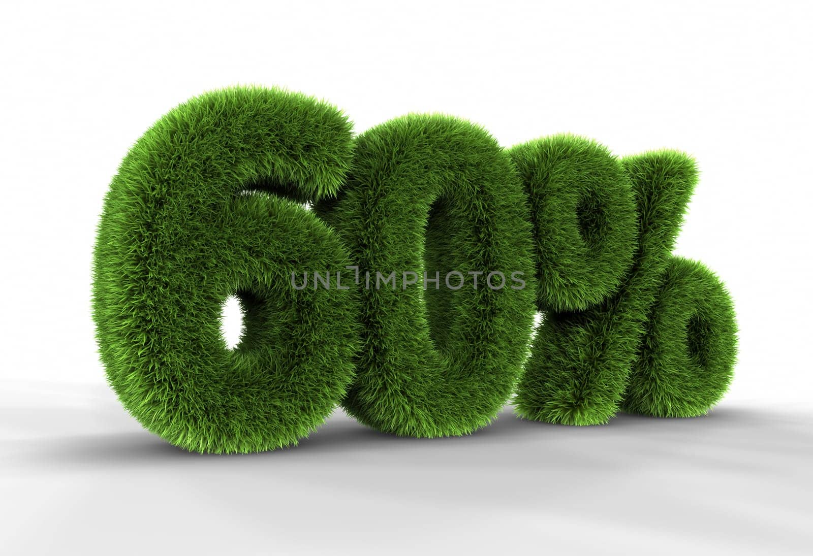 Grass sixty percent, isolated on white background. 60%