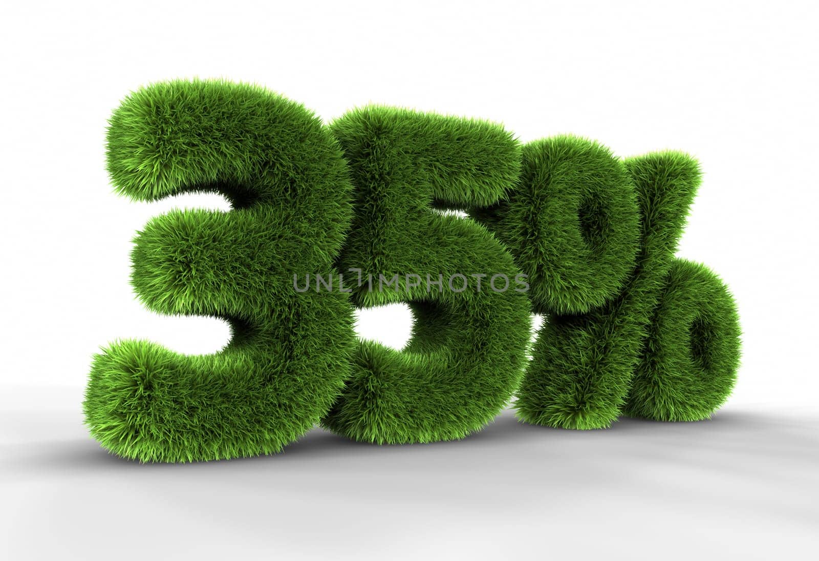 Grass thirty five percent, isolated on white background. 35%