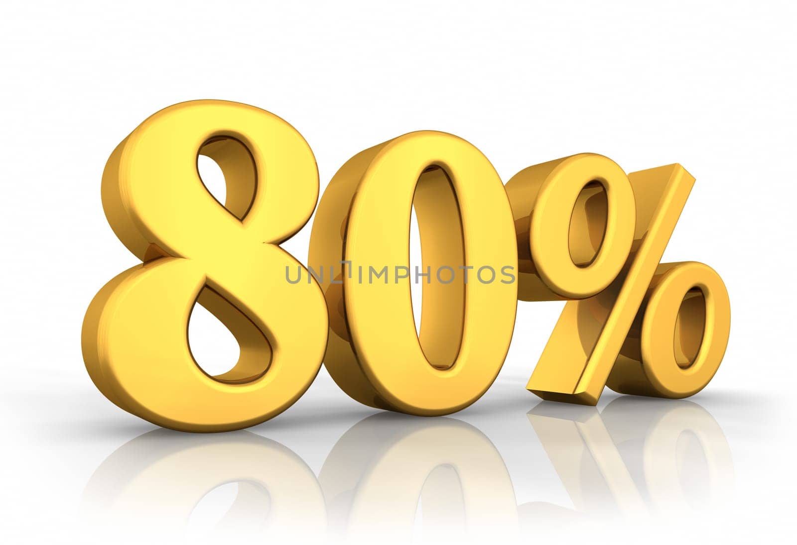 Gold eighty percent, isolated on white background. 80%