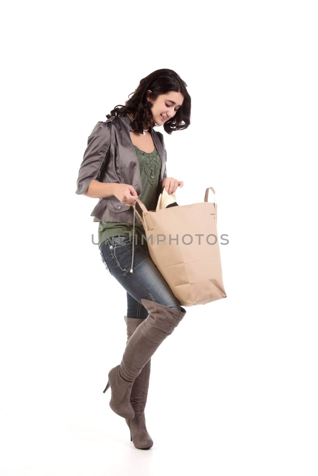 beautiful young teenage woman with shopping bag