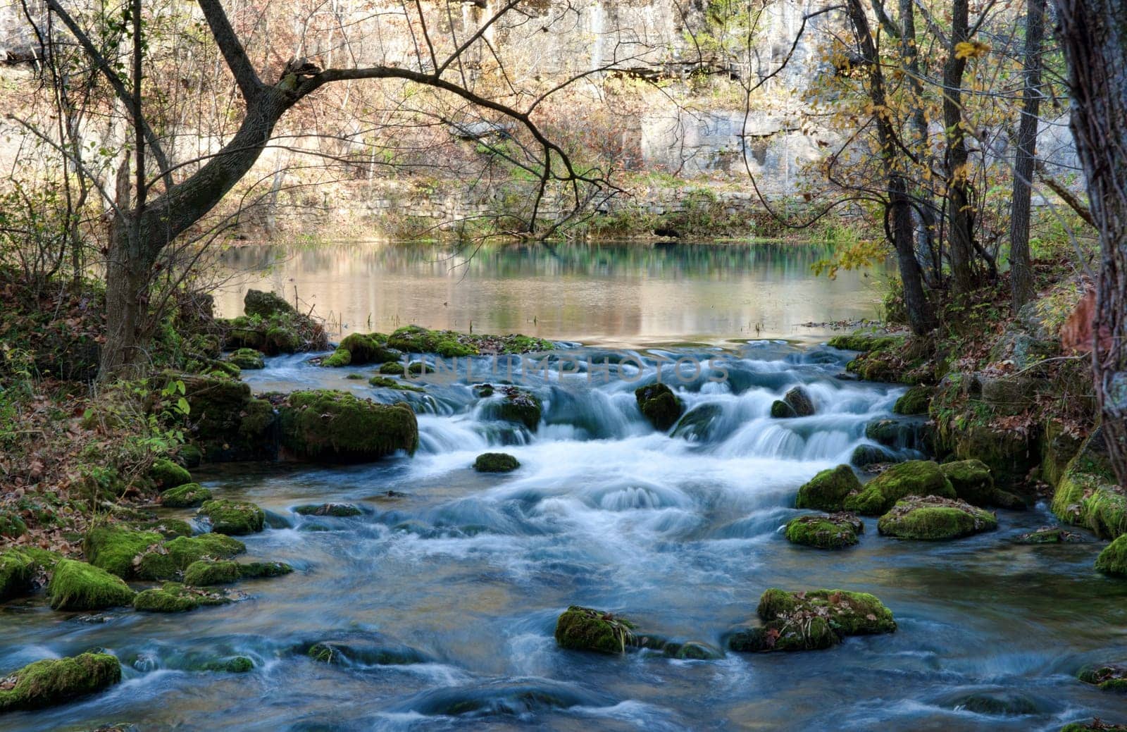 beautiful little stream in autumn in missouri