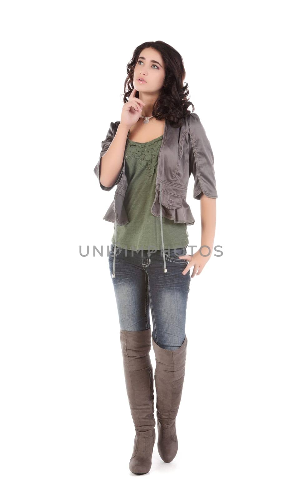 beautiful young teenage woman isolated on white