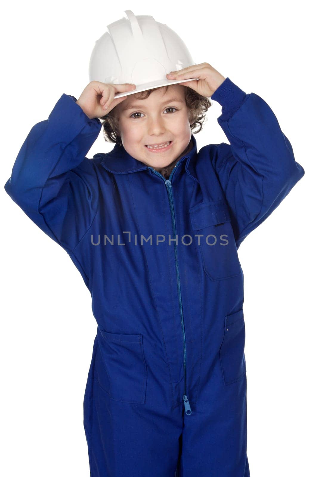 adorable future architect over a white background