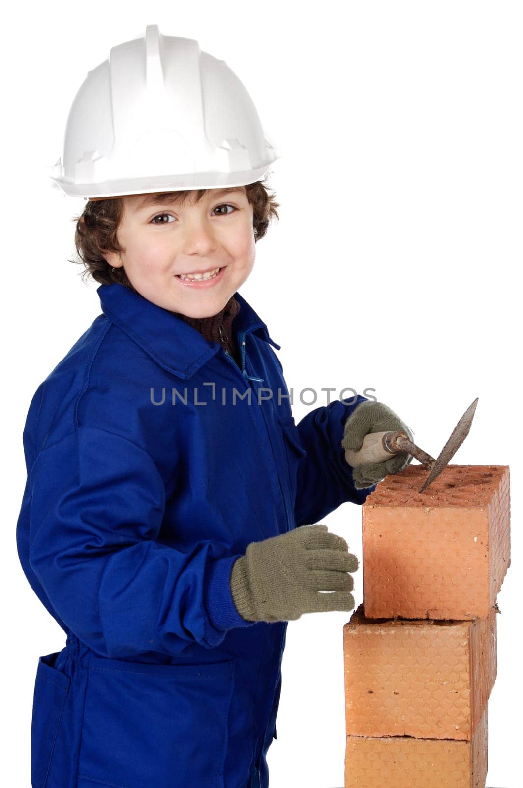 Adorable working future a over white background