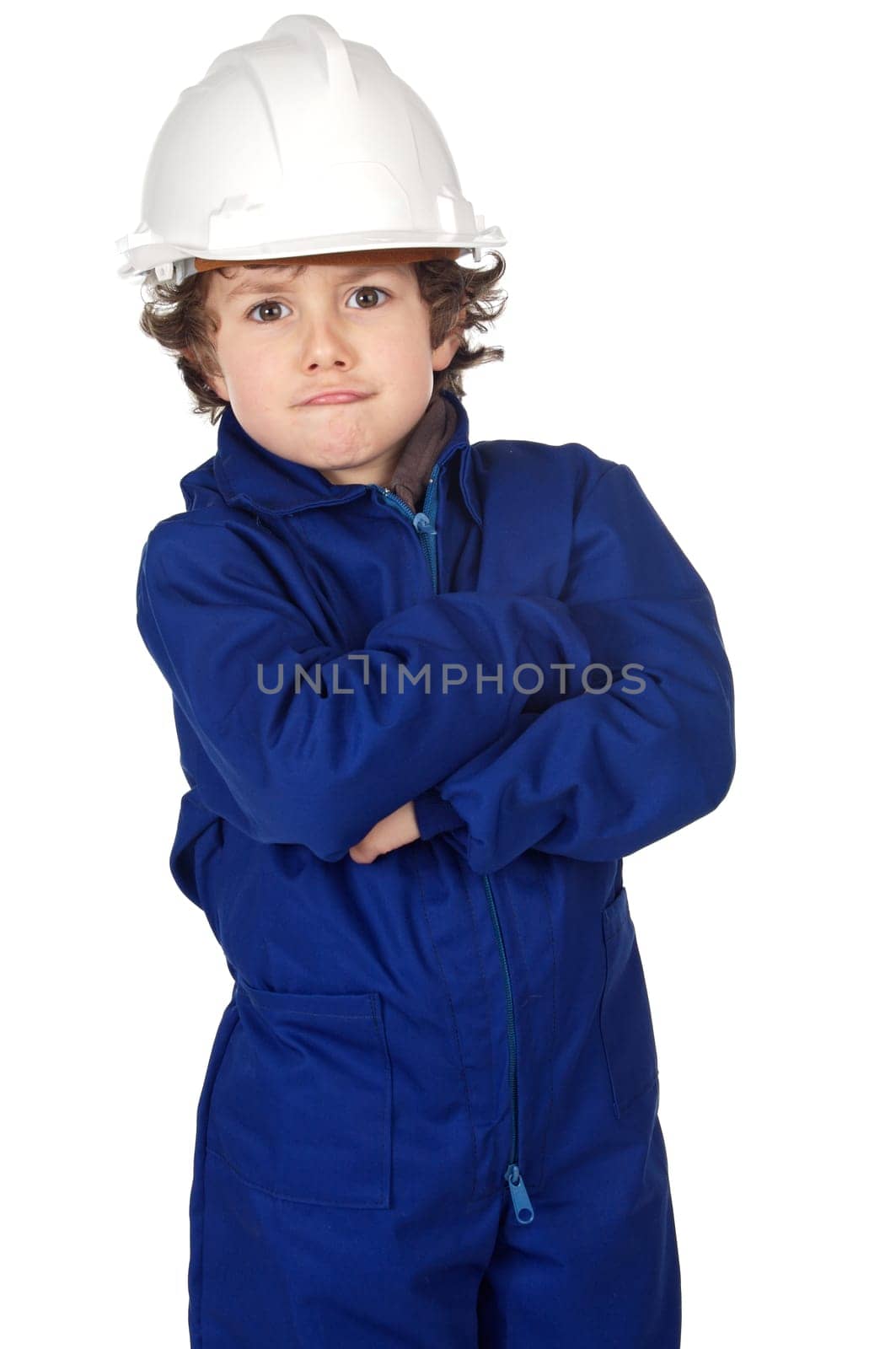 Adorable working future a over white background