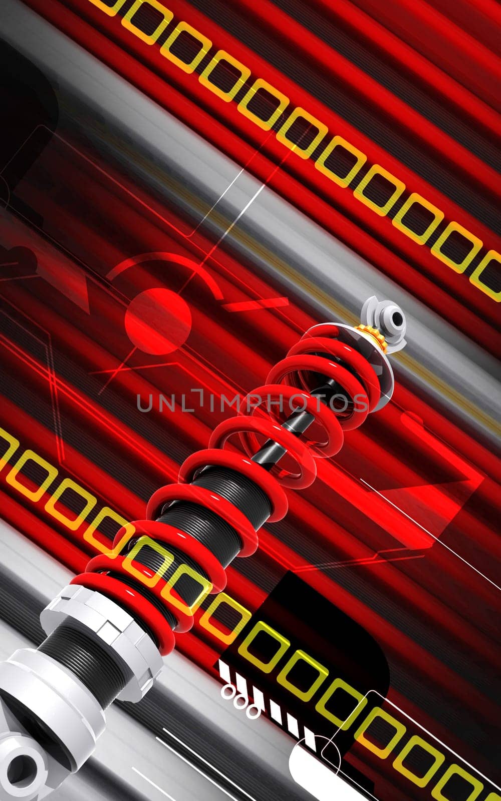 Digital illustration of Shock absorber in colour background