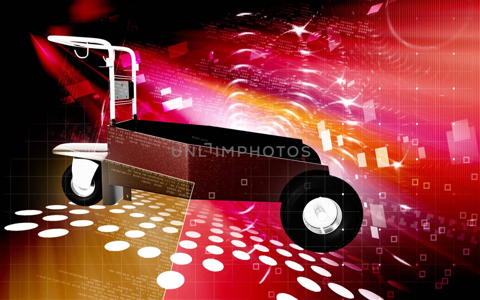 Digital illustration of heavy duty trolley in colour background