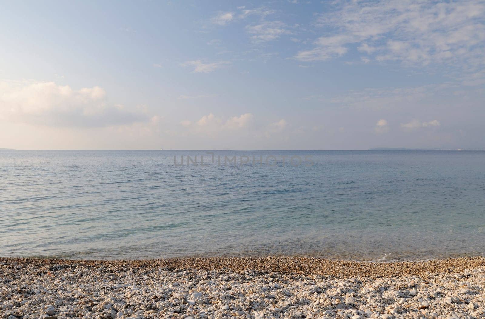 Stone beach on the Mediterranean Sea